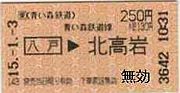 JR券売機で発行（当時）していた青い森鉄道線乗車券