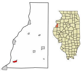 Henderson County Illinois Incorporated and Unincorporated areas Lomax Highlighted.svg