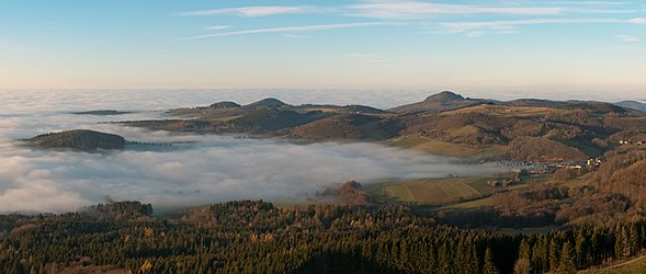 Autumn view from the Pferdskopf in the Rhön Mountains to the north