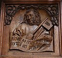 English: Detail from the choir stalls at the Stiftskirche in Herrenberg. Left side of the choir. Made by Heinrich Schickhardt der Ältere 1513-1517