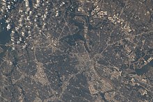 Dallas on July 1, 2022, with north oriented down and to the left. Taken during Expedition 67 of the International Space Station ISS067-E-170869 Dallas.jpg