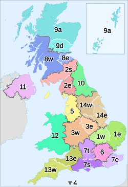 Map of the sub-regions, coded to the list below ITV microregions map 2015.svg