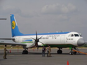 Az Uzbekistan Airways Il-114-100 száma 2008-ban
