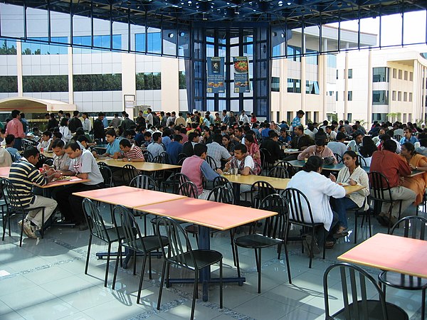A corporate office's cafeteria in Bangalore, India, December 2003.