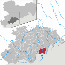 Läget för kommunen Jöhstadt i Erzgebirgskreis