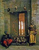 "La Porte de la mosquée El-Hasanein au Caire où furent exposées les têtes des beys immolés par Salek-Kachef", 1866