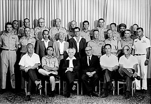 Joint Photo of Senior IDF Staff with Prime Minister and Minister of Defense David Ben-Gurion & Defense Ministry Officials on 1 May, 1961.jpg