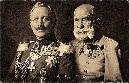 ไฟล์:Kaiser Wilhelm II Germany Kaiser Franz Joseph I Austria circa 1905 In Treue fest.jpg
