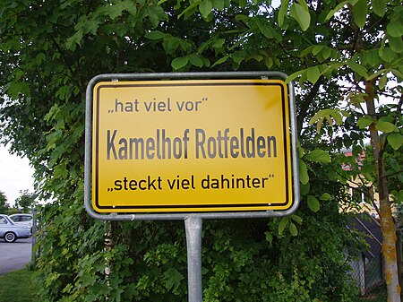 Kamelhof Rotfelden Schild