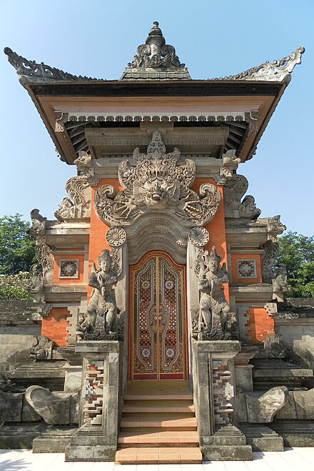 Roofed kori agung gate at the Bali Pavilion of Taman Mini Indonesia Indah