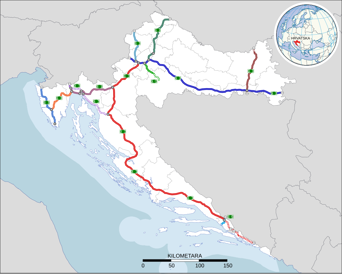 Liste des autoroutes de la Croatie