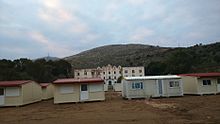 Leros hotspot (refugee reception camp) on the grounds of the Leros mental hospital