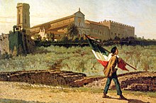 The first Italian flag brought to Florence by Francesco Saverio Altamura (1859) La prima bandiera italiana portata in Firenze - Francesco Saverio Altamura.jpg