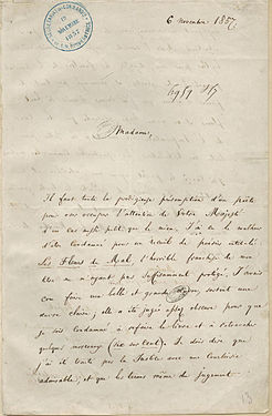 Letter from Charles Baudelaire to Empress Eugénie (1857)