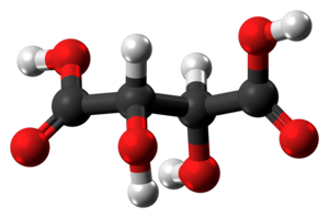 Levo-Tartaric acid molecule ball from xtal.png