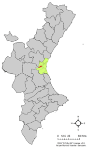 Localização do município de Aldaia na Comunidade Valenciana