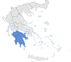 Peloponnese (blue) within Greece