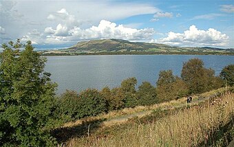 A view from across Loch Leven of Bishop Hill with Portmoak in the foreground Loch Leven View - geograph.org.uk - 955382.jpg