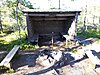 The lean-to shelter at Lomtjärnen, intended for breaks.