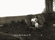 Posing at Lovers' Rock c. 1915 Lovers Rock Wilton Maine.jpg