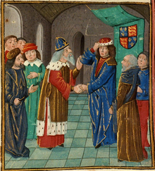 Manuel II Palaiologos (left) with Henry IV (right) in London, December 1400 Manuel II Palaiologos with Henry IV of England.png