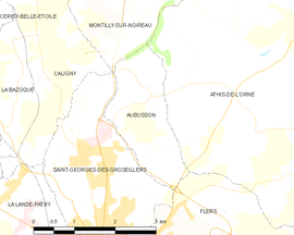 Mapa obce Aubusson