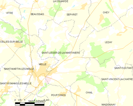 Mapa obce Saint-Léger-de-la-Martinière