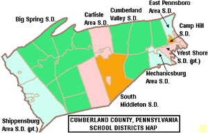 Cumberland County Pennsylvania School Districts.png Haritası