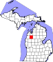 Harta statului Michigan indicând comitatul Wexford