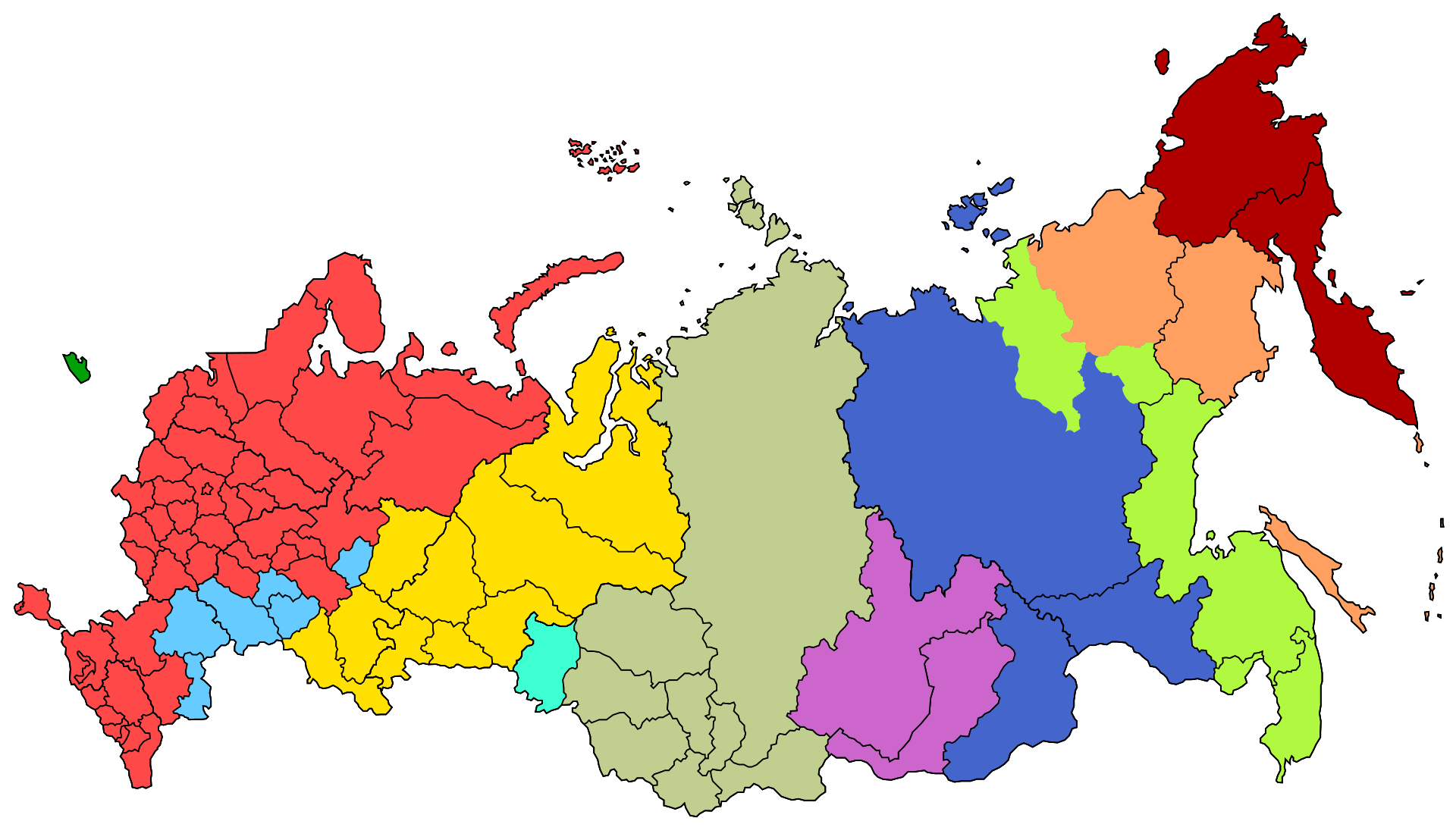 Venäjän aikavyöhykkeet kartta