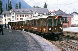 MC BCFe 4/4 15 mit Steuerwagen in Vernayaz