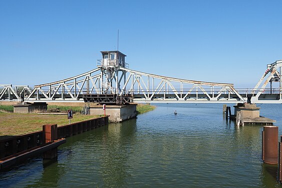 Old steel swingbridge at Darss, Germany.