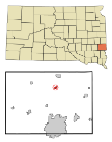Minnehaha County South Dakota Incorporated en niet-opgenomen gebieden Baltic Highlighted.svg