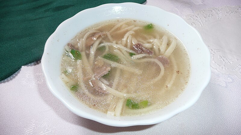 File:Mongolian noodle soup with mutton.JPG