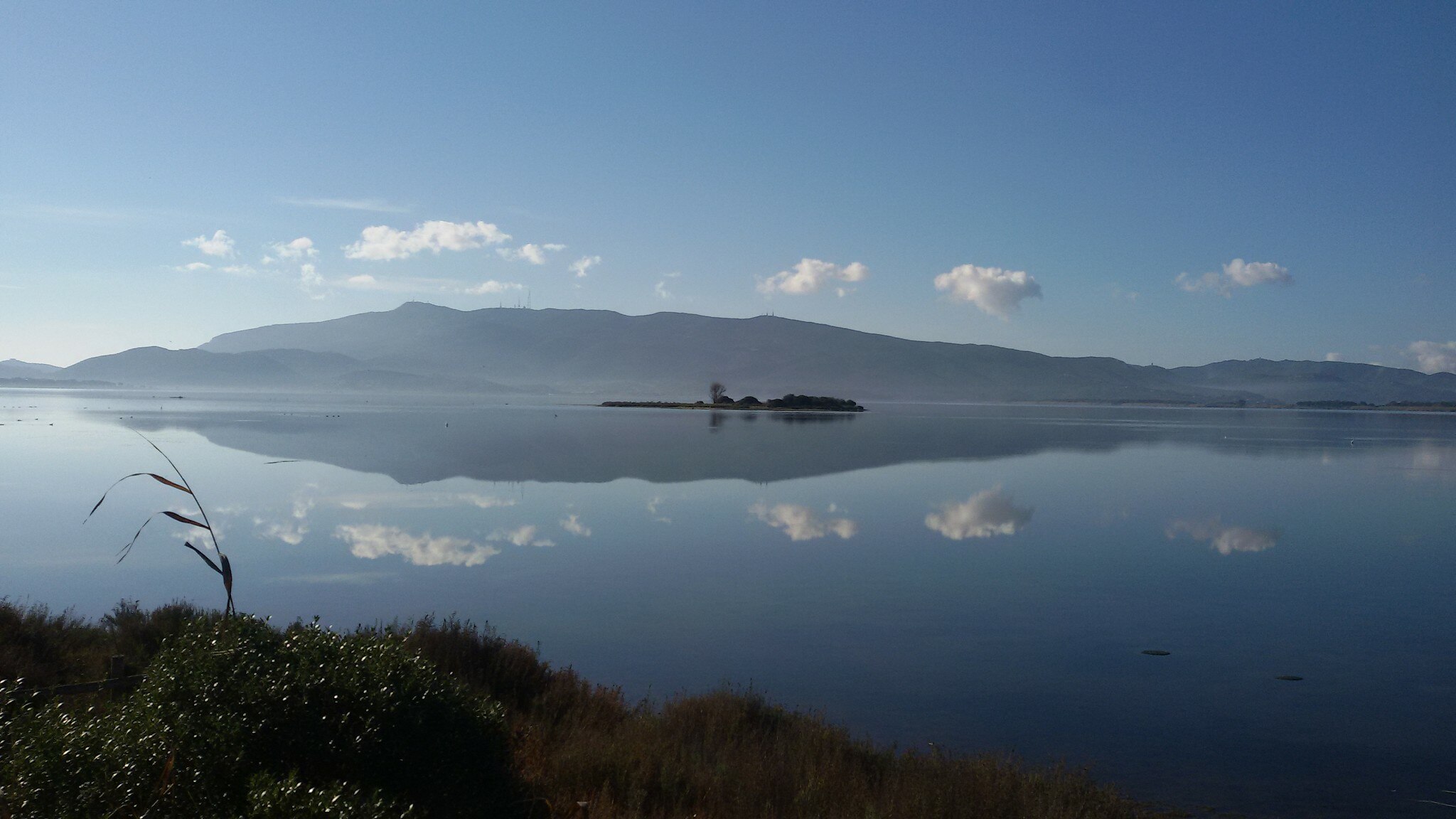 Orbetello, Laguna di Levante, in fondo la pineta di Feniglia e Cosa