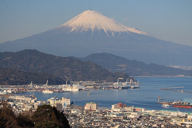 Port of Shimizu and Mount Fuji from Nihondaira
