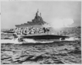 Thumbnail for File:NH 42390 USS Tennessee (BB-43) with LVTs near Okinawa, 1945.png