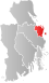 Horten markert med rødt på fylkeskartet