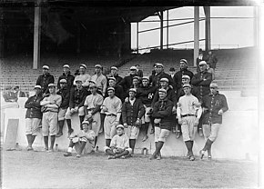 A black-and-white photograph of the 1913 New York Yankees