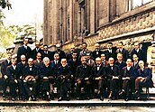 The 1927 Solvay Conference in Brussels, a gathering of the world's top physicists. Einstein is in the center.