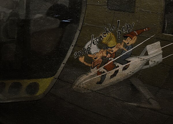 Nose art on a Boeing B-17 Flying Fortress depicting Snap, Crackle and Pop