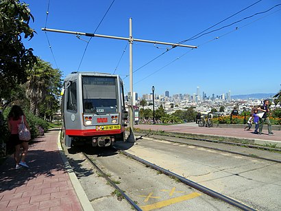 Outbound train at ROW and 20th Street, April 2018.JPG