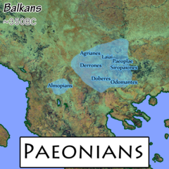 Territoires péoniens vers 350 av. J.-C..
