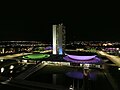 Vista noturna do Palácio Nereu Ramos, sede do Congresso Nacional.