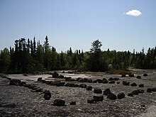 Petroforms at Whiteshell Provincial Park. The site is hypothesized to be a First Nations gathering place or trading centre. Petroform at Whiteshell Park, Manitoba.JPG
