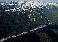 Front to back: Queets River, The Valhallas, Mt. Olympus