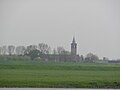 RK kerk van Driel. Foto gemaakt vanaf de noordoever van de Rijn, ter hoogte van Heveadorp