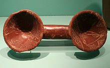 Glazed vessel made from Nile clay, with white painted details (White Cross-lined style) RPM Agypten 127.jpg