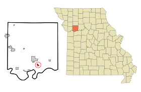 Ray County Missouri Incorporated and Unincorporated areas Henrietta Highlighted.svg