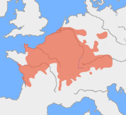 Row graves present in southern Netherlands, Belgium northern France, parts of Bordeaux-region, Burgundy, Alamannia and 'enclave' in Germany